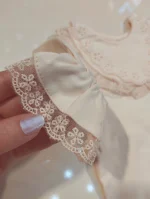 سرهمی نوزادی گلبهی با کلاه ست - تصویر 2