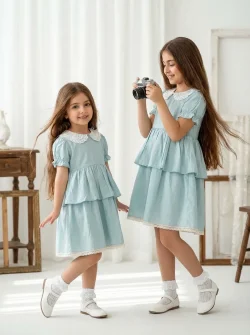 پیراهن دخترانه/پیراهن یقه گیپور