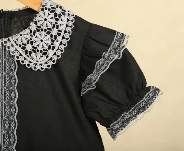 پیراهن یقه گیپور ب ب مشکی