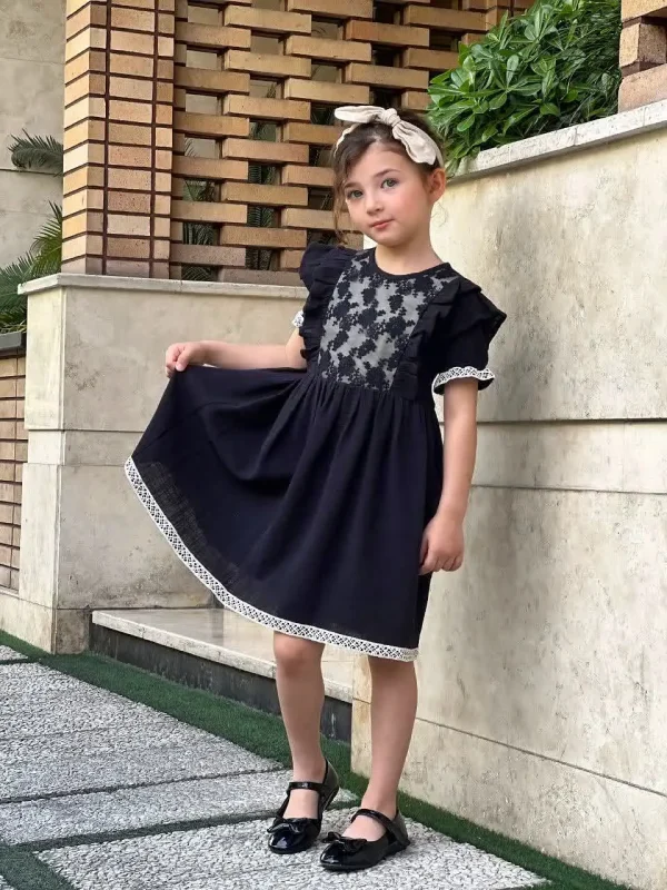 پیراهن جلو گیپور مشکی